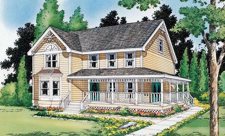 Country Farmhouse Victorian Elevation of Plan 24301