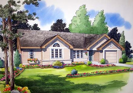 One-Story Ranch Traditional Elevation of Plan 24302