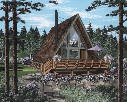 A-Frame Contemporary Retro Elevation of Plan 24308