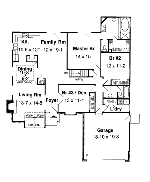 One-Story Ranch Traditional Level One of Plan 24314