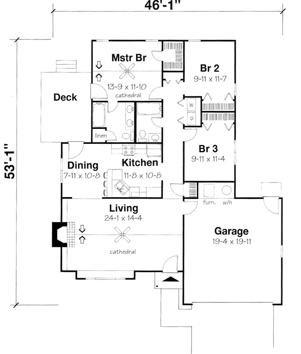 One-Story Traditional Level One of Plan 24402