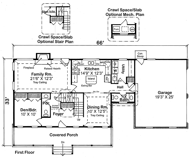 Country Farmhouse Traditional Level One of Plan 24405