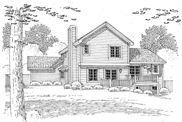 Traditional Rear Elevation of Plan 24553