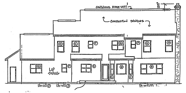 Colonial Southern Traditional Rear Elevation of Plan 24590