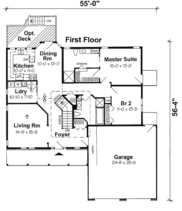 Country One-Story Ranch Level One of Plan 24592