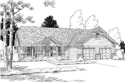 Country One-Story Ranch Elevation of Plan 24592