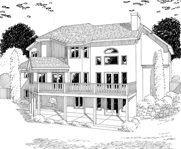 European Traditional Rear Elevation of Plan 24595