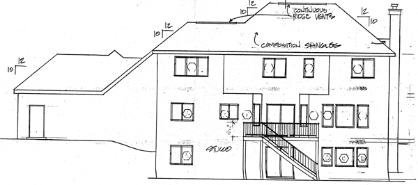 Colonial European Traditional Rear Elevation of Plan 24597