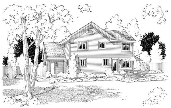 Country Farmhouse Traditional Rear Elevation of Plan 24610