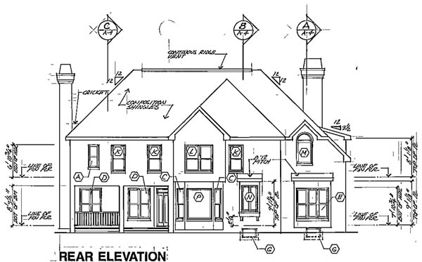 European Traditional Rear Elevation of Plan 24656