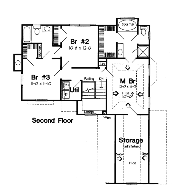 Bungalow Country European Traditional Level Two of Plan 24658