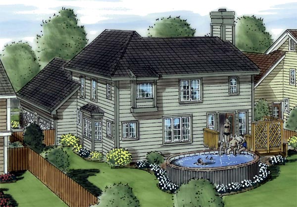 Bungalow Country European Traditional Rear Elevation of Plan 24658