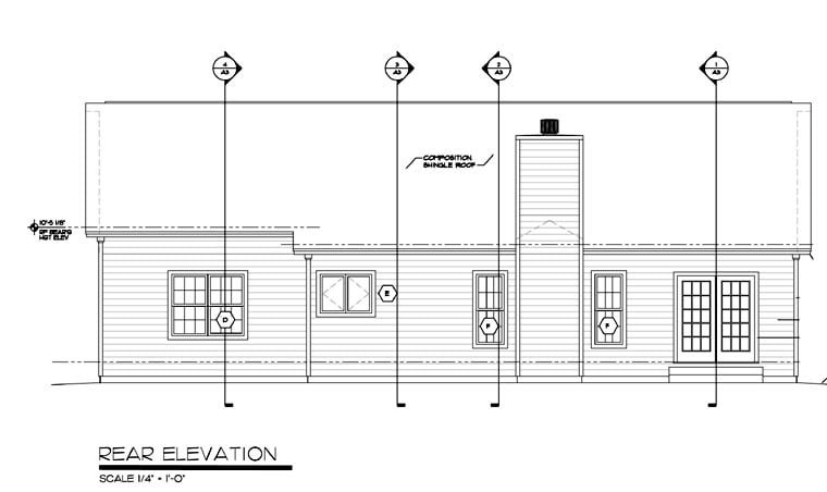 One-Story Ranch Traditional Rear Elevation of Plan 24701