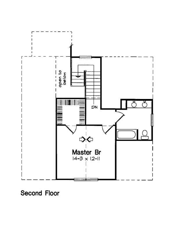 Cottage Country Farmhouse Southern Level Two of Plan 24706