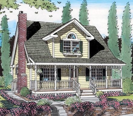 Cottage Country Farmhouse Southern Elevation of Plan 24706