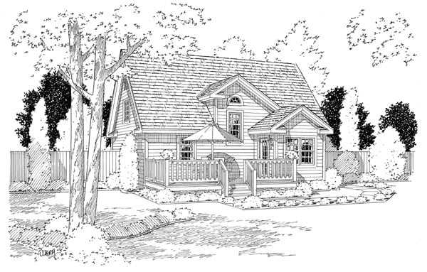 Cottage Country Farmhouse Southern Rear Elevation of Plan 24706