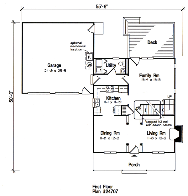 Country Farmhouse Southern Level One of Plan 24707