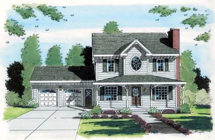 Country Farmhouse Southern Elevation of Plan 24707