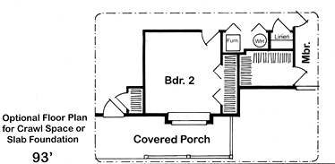 Country Farmhouse Ranch Alternate Level One of Plan 24708