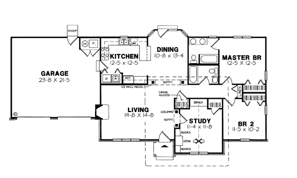 One-Story Ranch Level One of Plan 24709