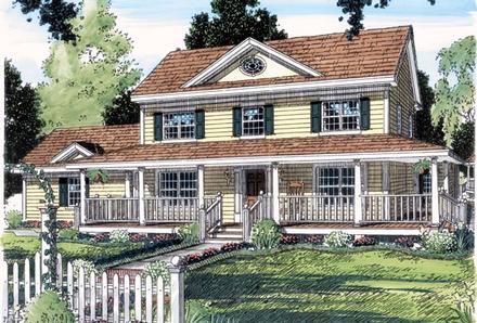 Country Farmhouse Southern Elevation of Plan 24713