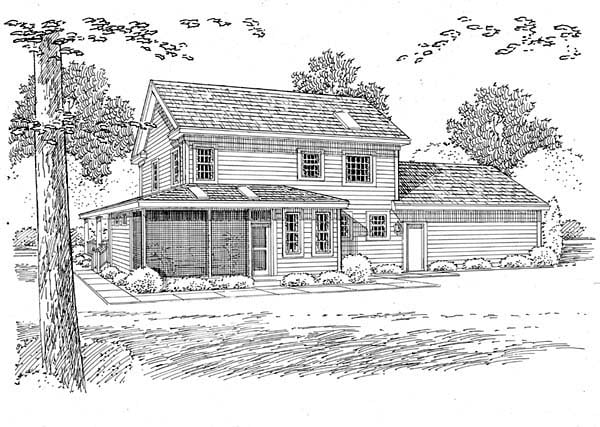 Country Farmhouse Southern Rear Elevation of Plan 24713