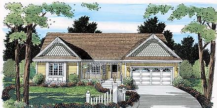 Country One-Story Ranch Southern Elevation of Plan 24715