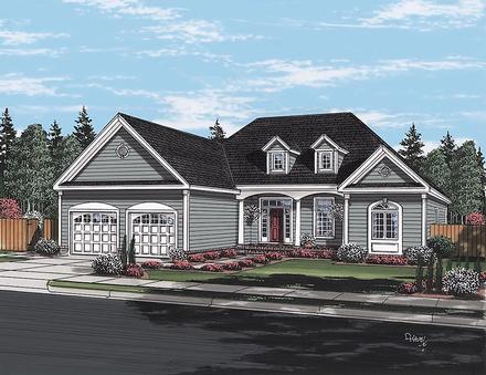 Cape Cod European Ranch Traditional Elevation of Plan 24716