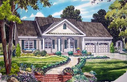 Country One-Story Ranch Southern Elevation of Plan 24717