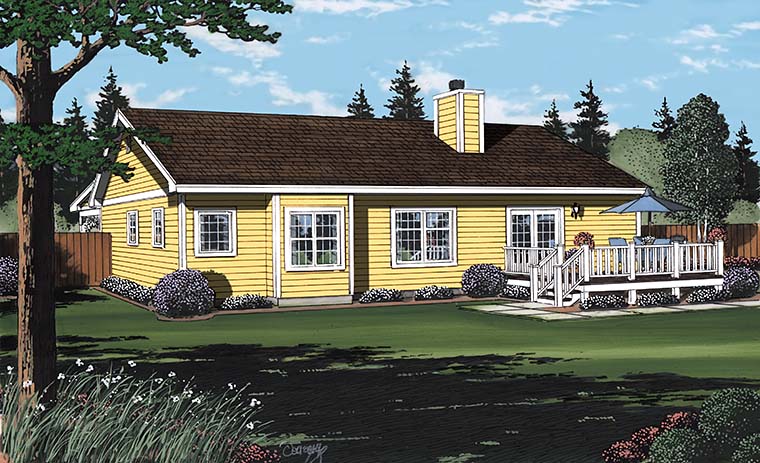 Bungalow Country Southern Traditional Rear Elevation of Plan 24721