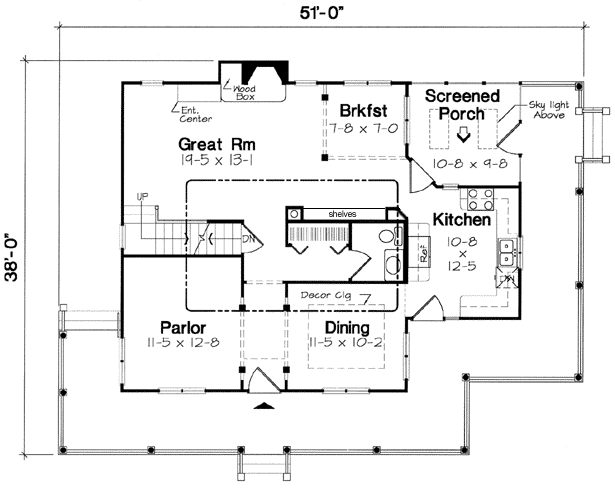 Country Farmhouse Traditional Level One of Plan 24724