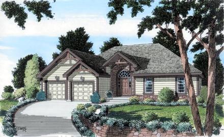 Craftsman One-Story Ranch Traditional Elevation of Plan 24725