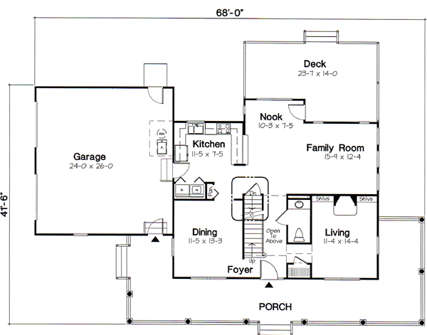 Country Farmhouse Southern Level One of Plan 24732