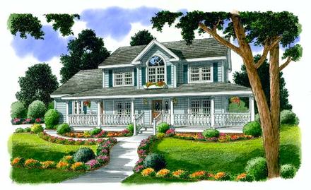 Country Farmhouse Southern Elevation of Plan 24732