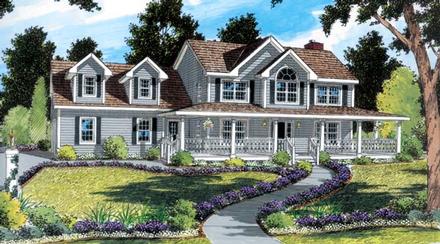 Country Farmhouse Southern Elevation of Plan 24733