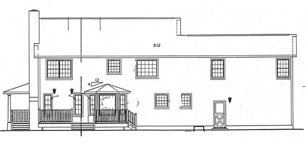 Country Farmhouse Southern Rear Elevation of Plan 24733