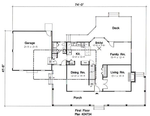 Country Farmhouse Southern Traditional Level One of Plan 24734