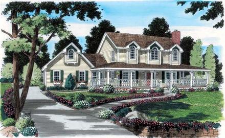 Country Farmhouse Southern Traditional Elevation of Plan 24734