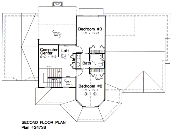 Country Farmhouse Southern Traditional Level Two of Plan 24736