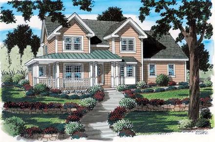 Country Farmhouse Southern Elevation of Plan 24737