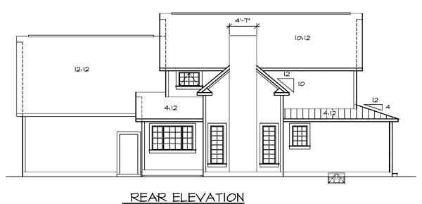 Country Farmhouse Southern Rear Elevation of Plan 24737