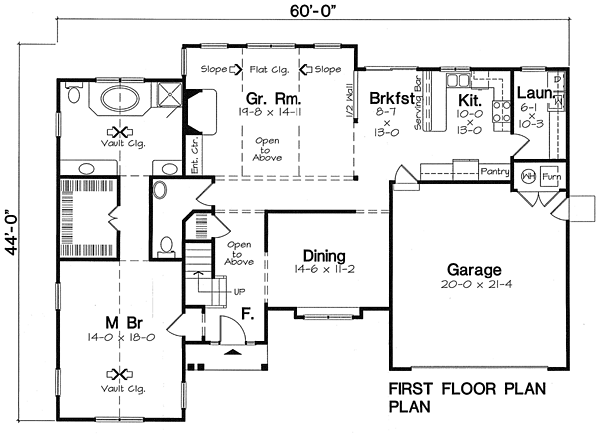 Bungalow European Traditional Level One of Plan 24739