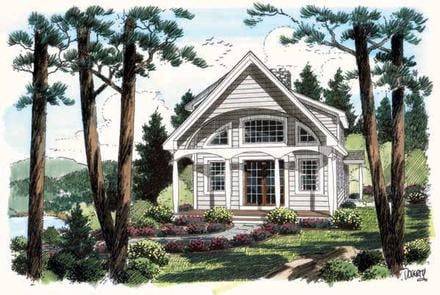 Coastal Contemporary Cottage Elevation of Plan 24740