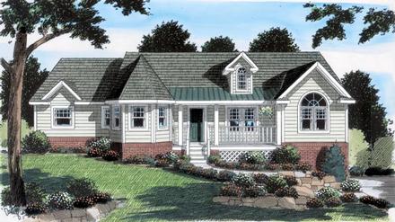 Country One-Story Ranch Southern Elevation of Plan 24743