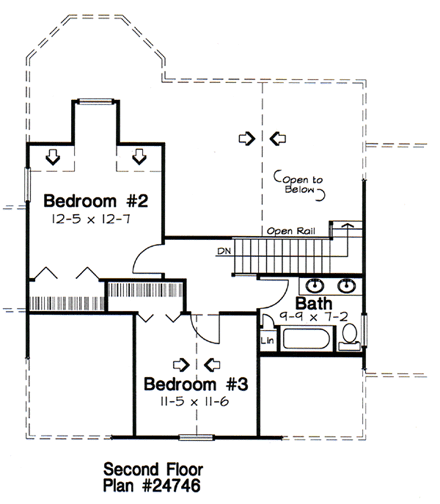 House Plan 24746 Second Level Plan