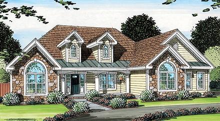 Bungalow Country European One-Story Ranch Traditional Elevation of Plan 24751