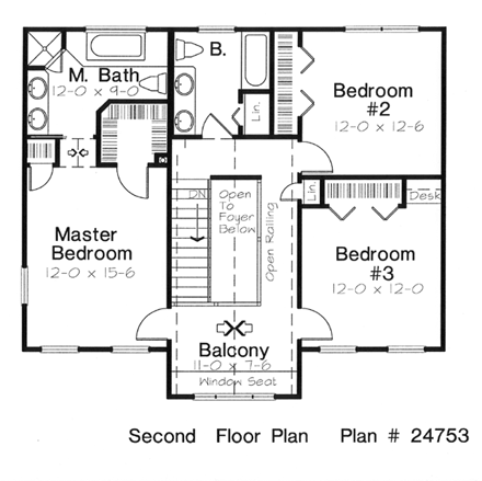 House Plan 24753 Second Level Plan