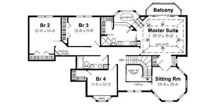 House Plan 24800 Second Level Plan