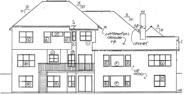 Colonial European Rear Elevation of Plan 24801