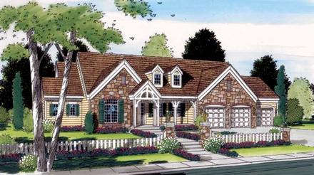 Country European One-Story Ranch Traditional Elevation of Plan 24803